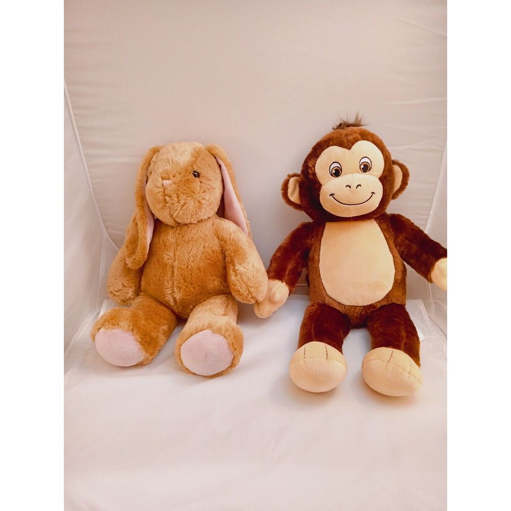 Lot Of 2 Build A Bear Monkey Plush & Brown Rabbit Stuffed Animals